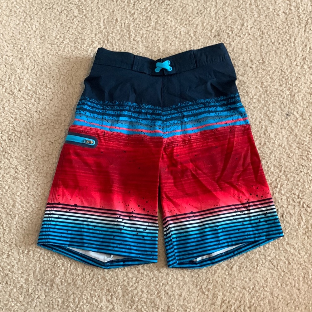 Boys swim trunks red and blue large